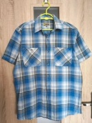 Niebieska koszula w kratkę na krótki rękaw rozmiar M