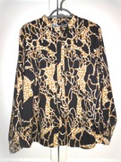 Bluzka koszulowa z wiązaniem NIFE czarna panterka XL 42