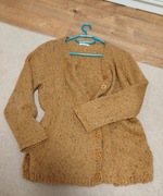 Vintage sweter kardigan, camel/miodowy, moher wełna 