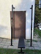 Stojak pod sztangę + ławka wolnostojąca 