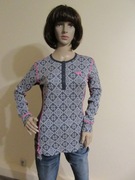 KARI TRAA damska bluzka szara norweski wzór 100% wełna merino _ L