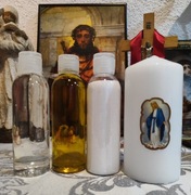 Egzorcyzmowana świeczka, woda, sól i oliwa zestaw