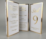 Menu Weselne Stojące 2w1 – Złocone, Numer Stołu / Harmonogram