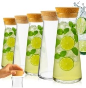 SZKLANA KARAFKA 1000ml Z KORKIEM – STYLOWY DZBANEK NA WODĘ I SOKI