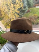 Massimo Dutti wełniany ciemno brązowy kapelusz 56 cm