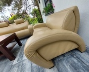 Piękny,designerski komplet,2 sofy i fotel, skóra naturalna, transport.