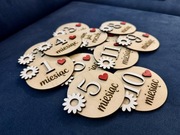 Drewniane Tabliczki dekoracyjne do zdjęć pamiątkowych miesiące pierwszy rok