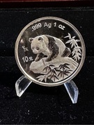 Moneta rzadka Panda Chiny 1999 10 yuan Ag srebro