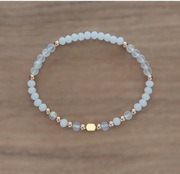 Bransoletka biała złota koraliki hematyt 