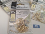 Haczyki wędkarskie nr. 1 Kamatsu Iseama /10szt., zolte z uszkiem.