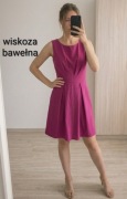 Sukienka malinowa wiskoza bawełna wygodna elegancka Pretty Girl r. 36 S