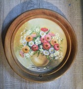 Ręcznie malowany obraz "Bukiet kwiatów 1" sygnowany, w drewnianej oprawie, 