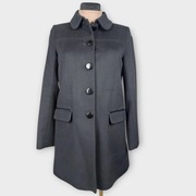 Płaszcz H&M S 36 czarny elegancki krótki klasyczny wełna old money