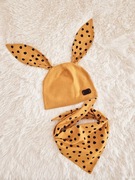 #handmade śliczny jesienny komplecik "zajączek " czapka+ chustka 5-8 lat