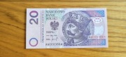 20 ZŁ 1994  AA 000 unc niski numer 