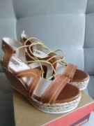 Brązowe skórzane sandały na koturnie Pikolinos 41