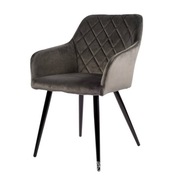 Krzesło do salonu szare welur na czarnych nogach 