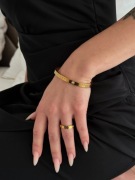 Złota bransoletka ze stali nierdzewnej z cyrkoniami