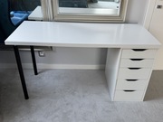 Biurko białe 140x 60 ikea komoda Alex