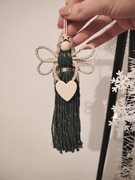 Anioł stróż zielony ze złotym boho ręcznie robiony 