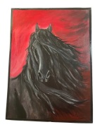 Portret konia fryzyjskiego