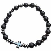 BRANSOLETKA RÓŻANIEC NA RĘKĘ Męski DZIESIĄTKA KRZYŻ Z KAMIENI HEMATYT