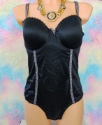 BIELIZNA DAMSKA LUKSUSOWE BODY SATYNA JEDWABNE STRINGI CZARNE ELEGANCKIE 