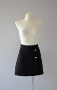 Massimo Dutti krótka czarna wełniana spódnica złote guziki 36 S