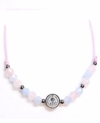 BRANSOLETKA  KAMIEŃ AKWAMARYN FASETOWANY REGULOWANA KRZYŻ ŚW.BENEDYKT 