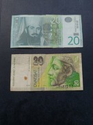 Banknoty Serbia i Słowacja 