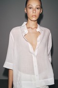 ZARA przewiewna koszula z rami oversize biała S