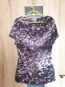 Bluzka na krótki rękaw w panterkę fioletową rozmiar 44