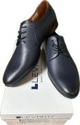 Buty męskie skórzane eleganckie granatowe Rozmiar 44 Produkt Polski