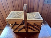 Szkatułka na przybory do szycia antyk pudełko 