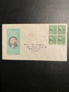 USA 1938 FDC Scott 804 George Washington Seria Prezydencka (czwórka)