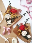 Ręcznie wykonany bukiet kwiatów z drutu i sznurka dzień Babci, Kobiet, Ślub