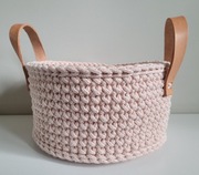 Wyprzedaż! Kosz pleciony ze sznurka boho z uchwatami handmade