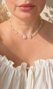 Choker + bransoletka różowy kwarc serca | delikatny kobiecy komplet