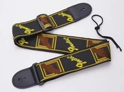 Haftowany pasek do gitary akustycznej, elektrycznej  czarny