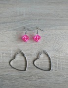 Kolczyki serca kostki różowe kolczyki emo scene zestaw biżuterii