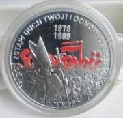 10 zł 2009  WYBORY 4 CZERWCA 1989  SOLIDARNOŚĆ  PAPIEŻ  Ag 925  UNC