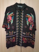 Koszula bluzka damska tukany czarny  oversize XL-XXL
