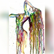 obraz akwarela kolorowa dama