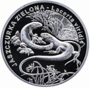Srebrna moneta Jaszczurka Zielona 2009 - 0,84 oz uncji Ag 999. Czytaj opis