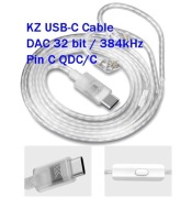 DAC Kabel KZ USB-C 32bit/384kHZ Mic OFC Silver przewód do słuchawek IEM