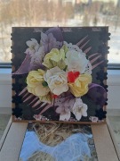 Kartka okolicznościowa 3D w pudelku ręcznie robiona box prezent kwiaty