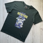 Ciemnozielona bawełniana męska koszulka t-shirt DANGEROUS DNGRS loose fit M