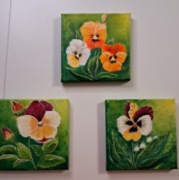 Mały obrazek z kwiatami . Ręcznie malowany 