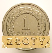 1 ZŁOTY 2016 [nr kat. 107] MONETA >>> DESTRUKT >>> "GRUBE Z" 