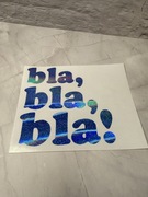 Naklejka winylowa niebieska brokatowa bla bla bla wodoodporna